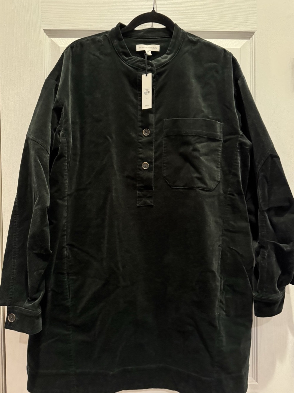 Banana Republic Corduroy Popover Shift Dress Dark Green Size Medium NWT